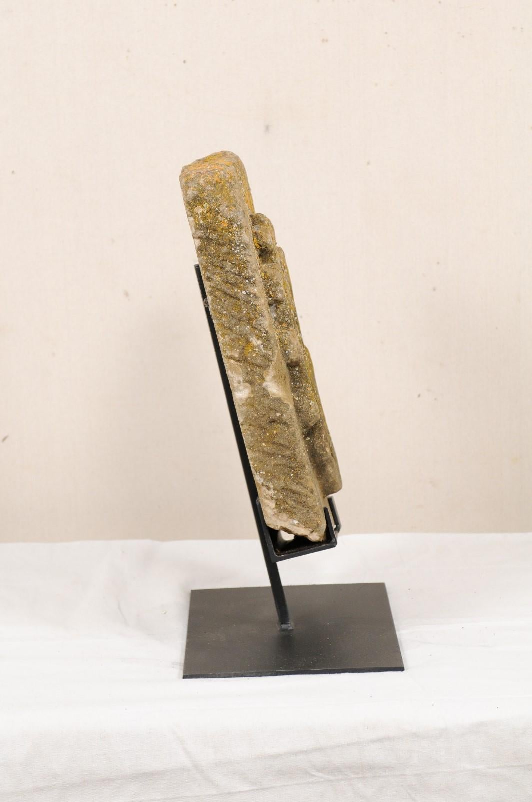 An Antique Architectural Carved Stone Fragment From Aragon Spain On Custom Stand For Sale 1