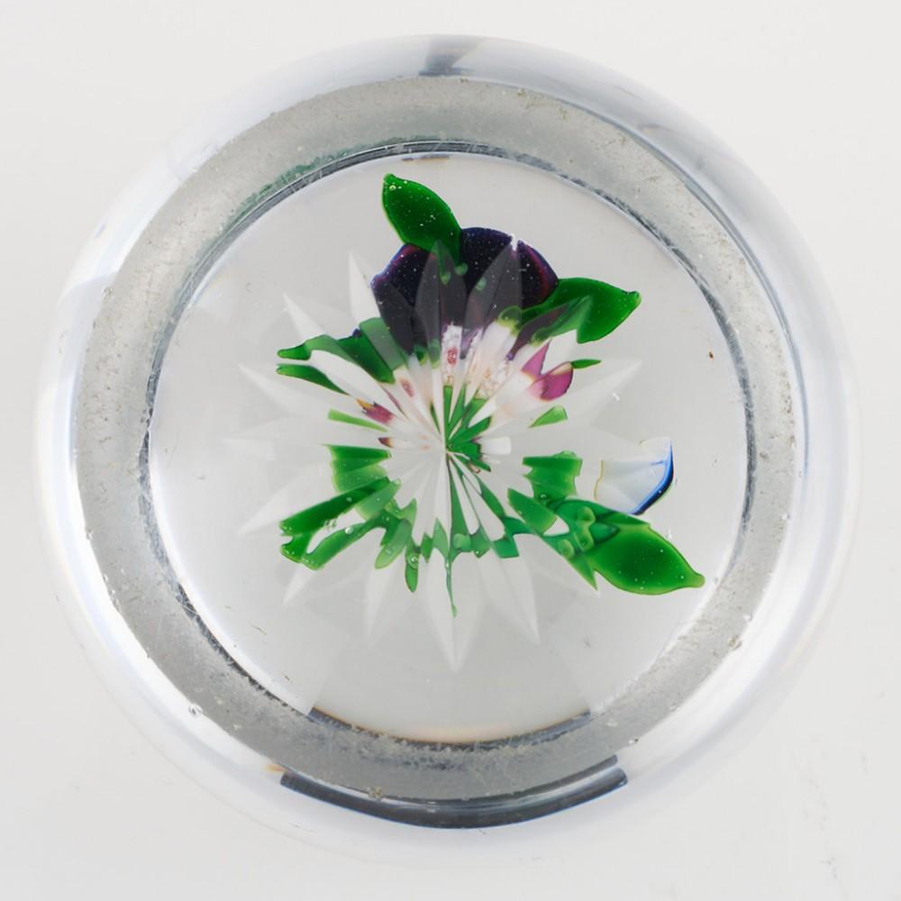 French An Antique Baccarat Pansy Paperweight, c1880 For Sale
