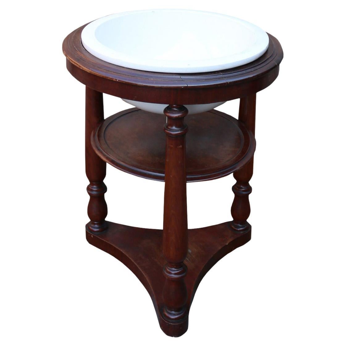 Antique Basin with Mahogany Stand For Sale