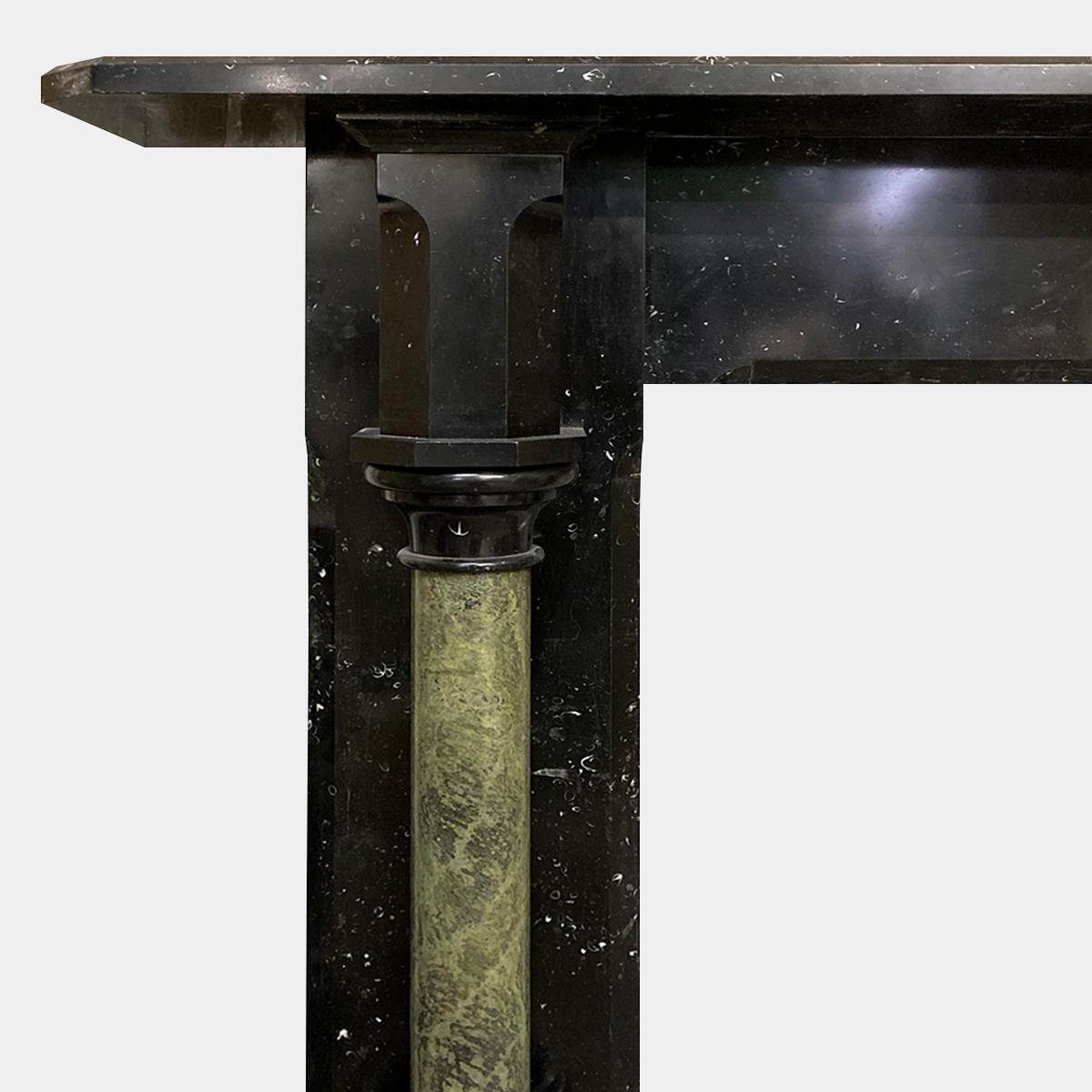Antique Black Kilkenny and Connemara Marble Gothic Revival Fireplace Mantel In Good Condition For Sale In London, GB