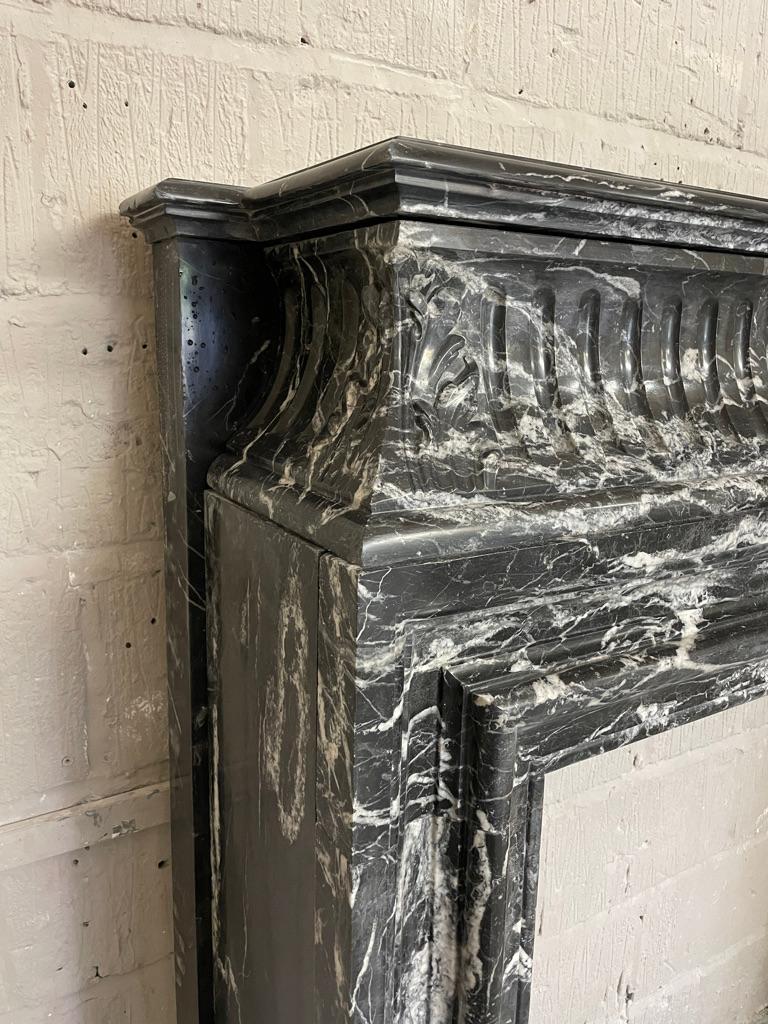 Carved Antique Bolection De Versailles Marble Fireplace Mantel  For Sale