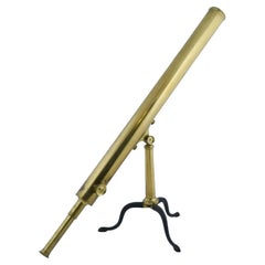 An Used Brass Library Telescope With Tripod