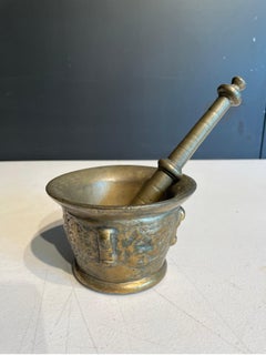 An Vintage Brass Mortar with Pestle, 19th Century