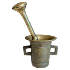 An Antique Brass Mortar with Pestle, 19th Century