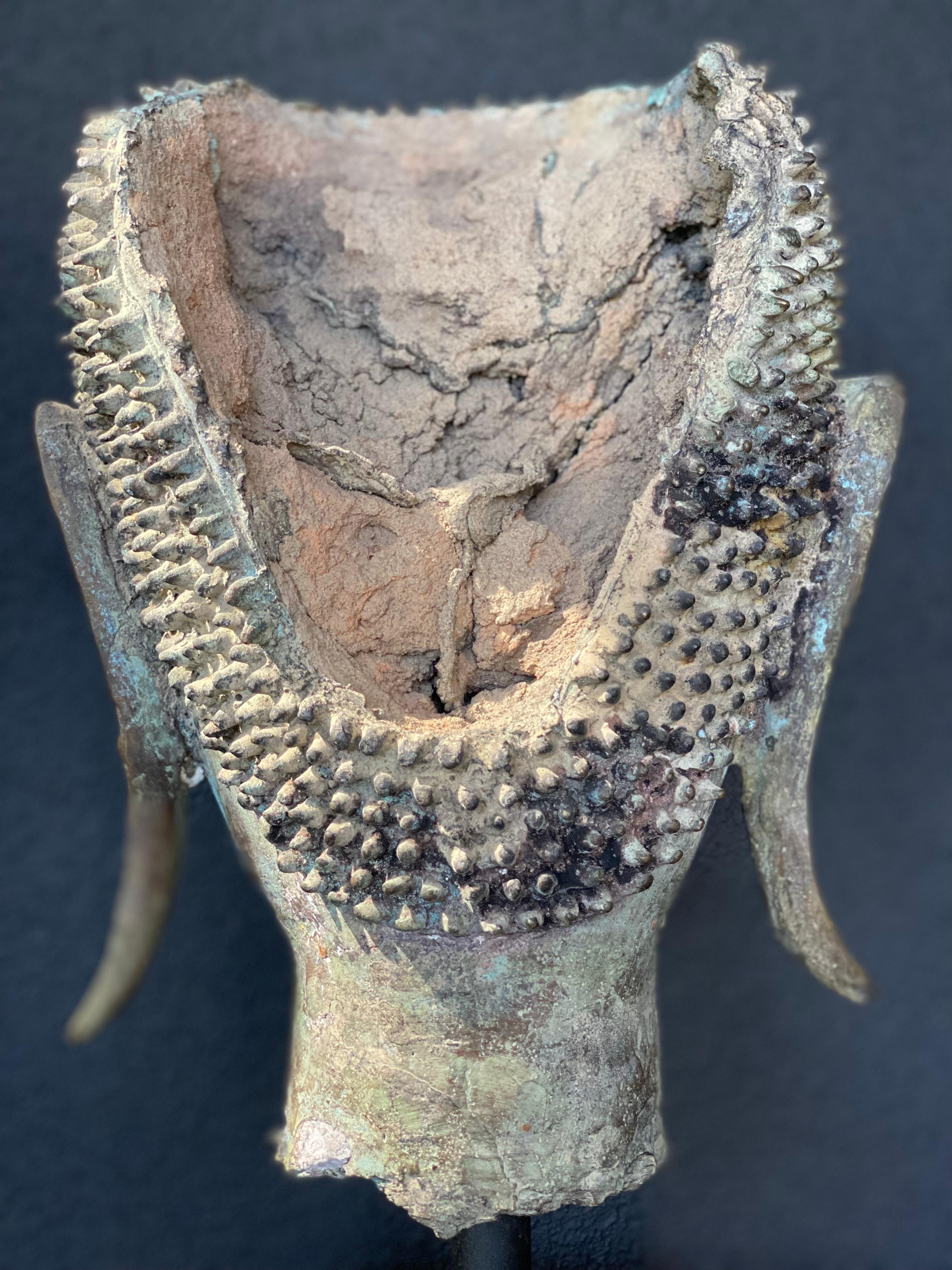 An antique Bronze Buddha Head 9
