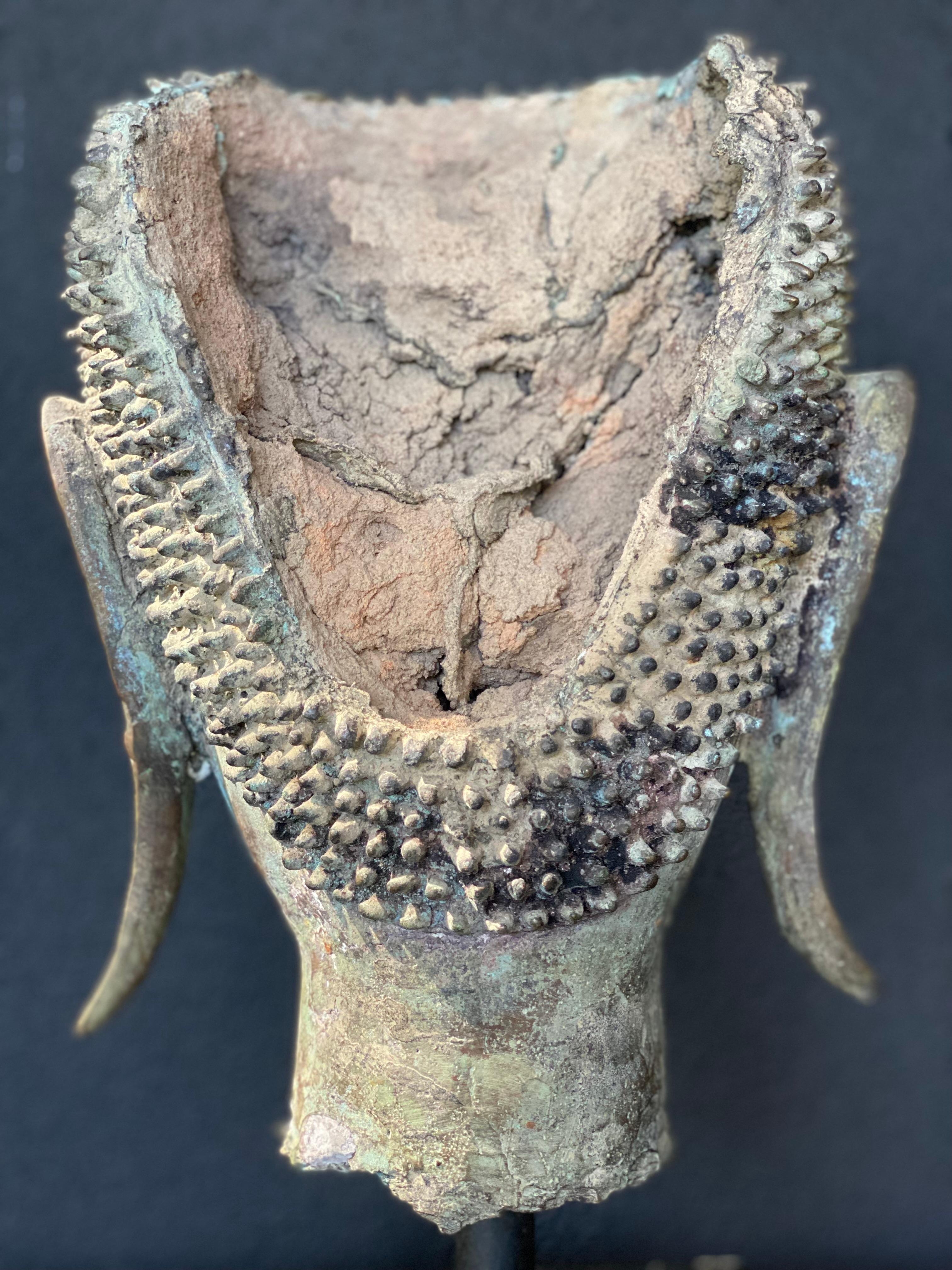 An antique Bronze Buddha Head 1