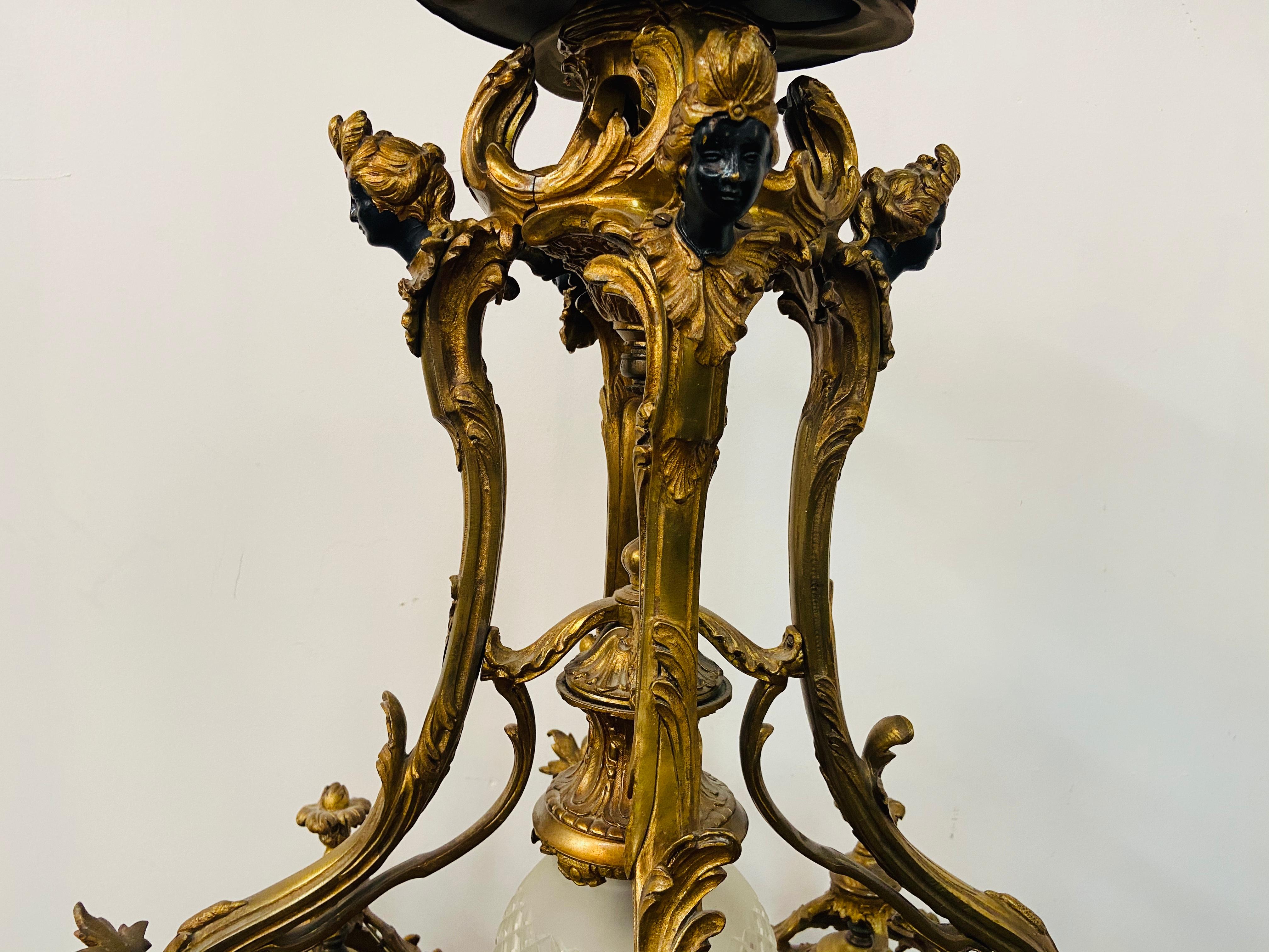 Antique Bronze French Louis XVI Chandelier with Women Heads Design 10