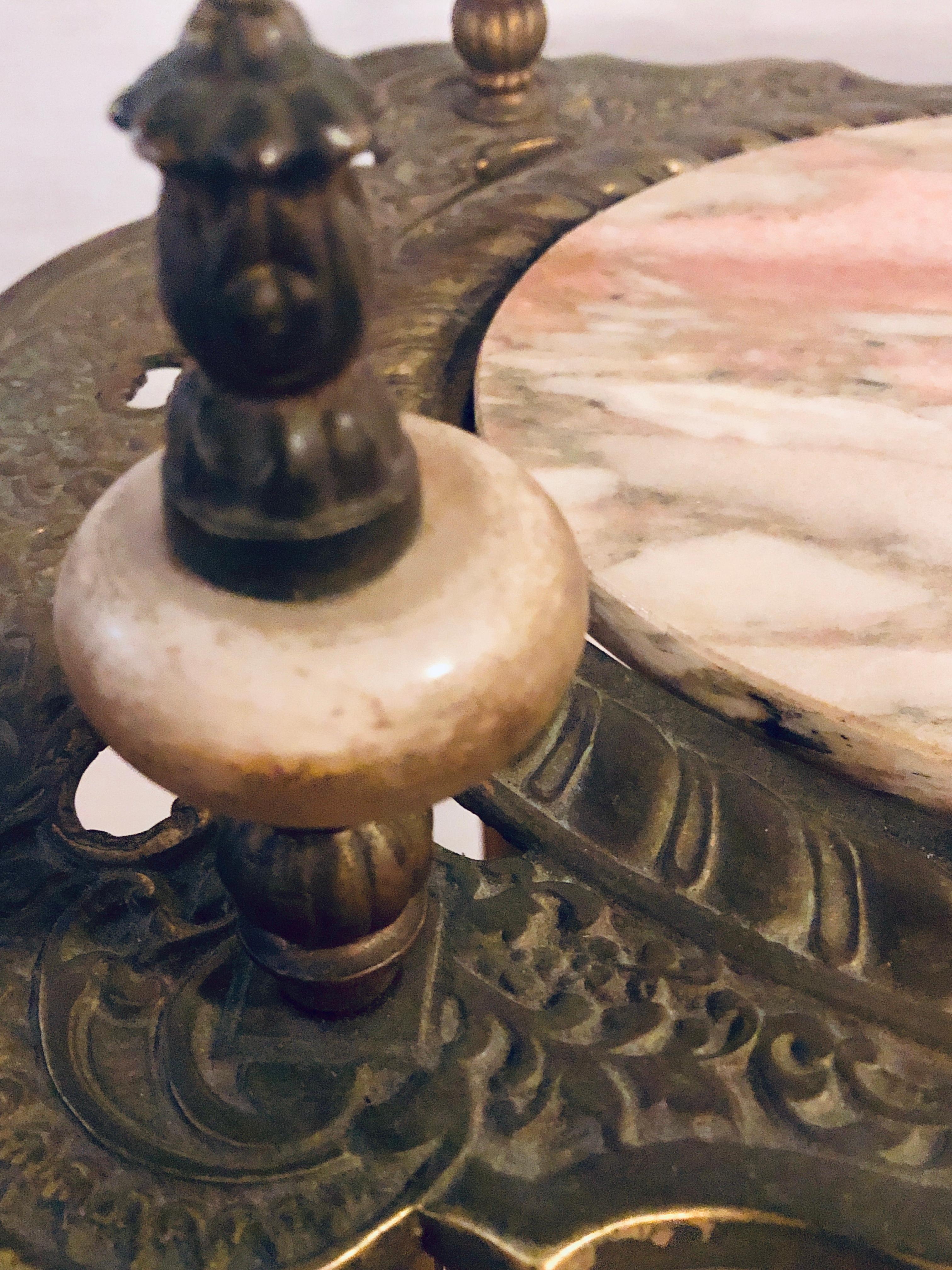 Louis XVI Antique Bronze Two-Tier Onyx Pedestal or End Table