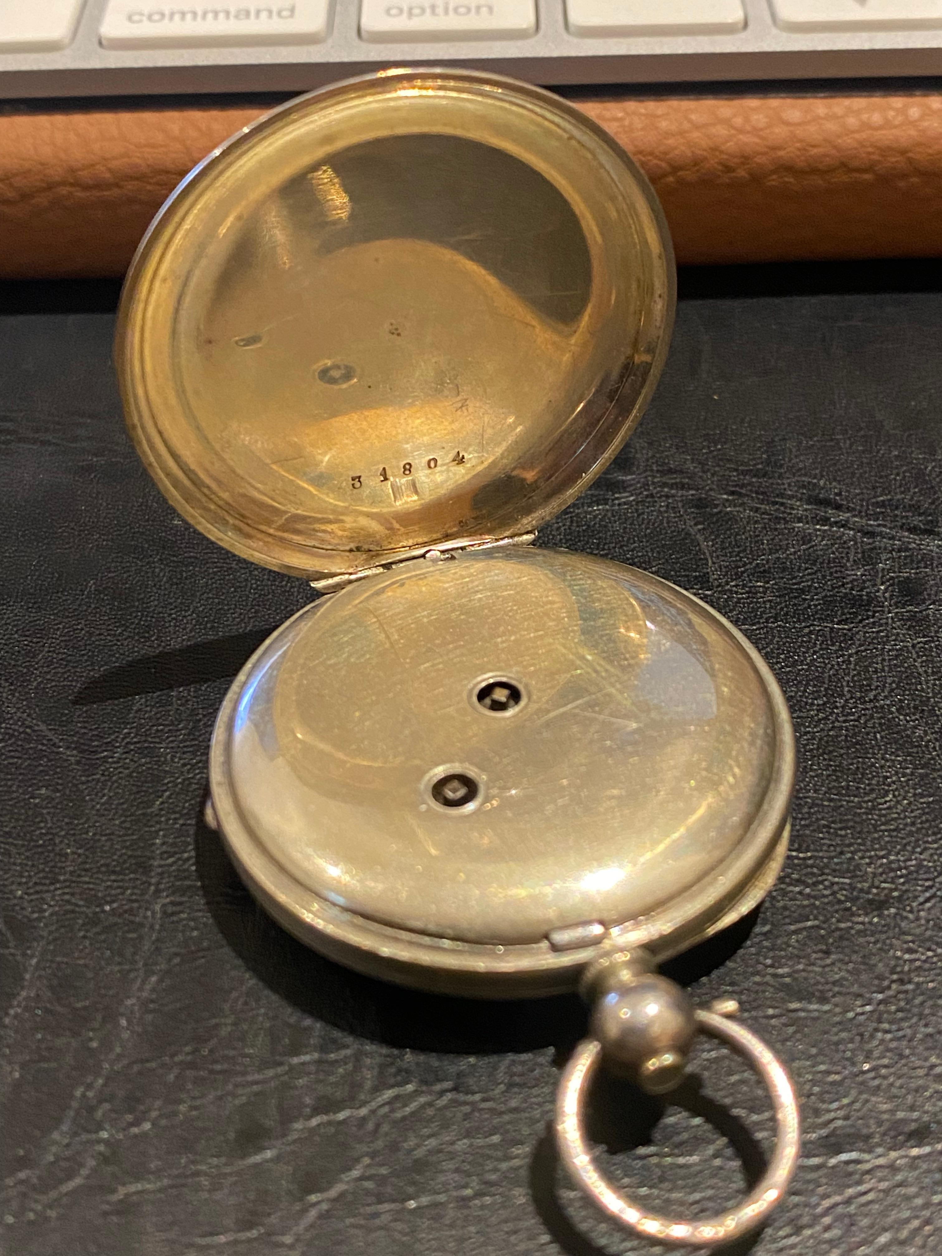 Eine antike c1860's 935 Silber Schweizer Schlüssel gewickelt Open Face 39mm Taschenuhr Herren