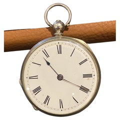 Eine antike c1860's 935 Silber Schweizer Schlüssel gewickelt Open Face 39mm Taschenuhr