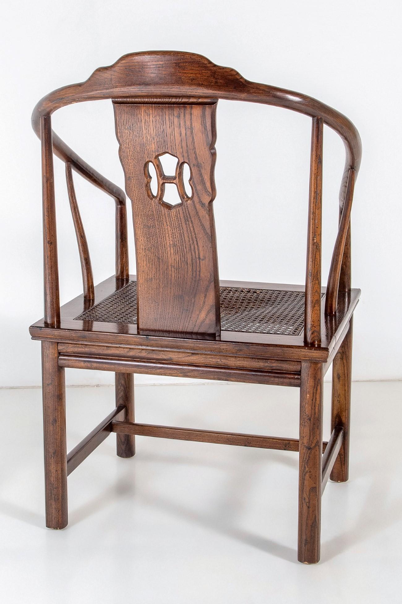 Chinese Export Antique Chinese Horseshoe Hongmu Late Qing Chair For Sale