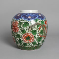 Antico vaso cinese smaltato Wucai "Phoenix and Peony
