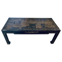 Antique Chinoiserie and Ebony Decorated Coffee Table