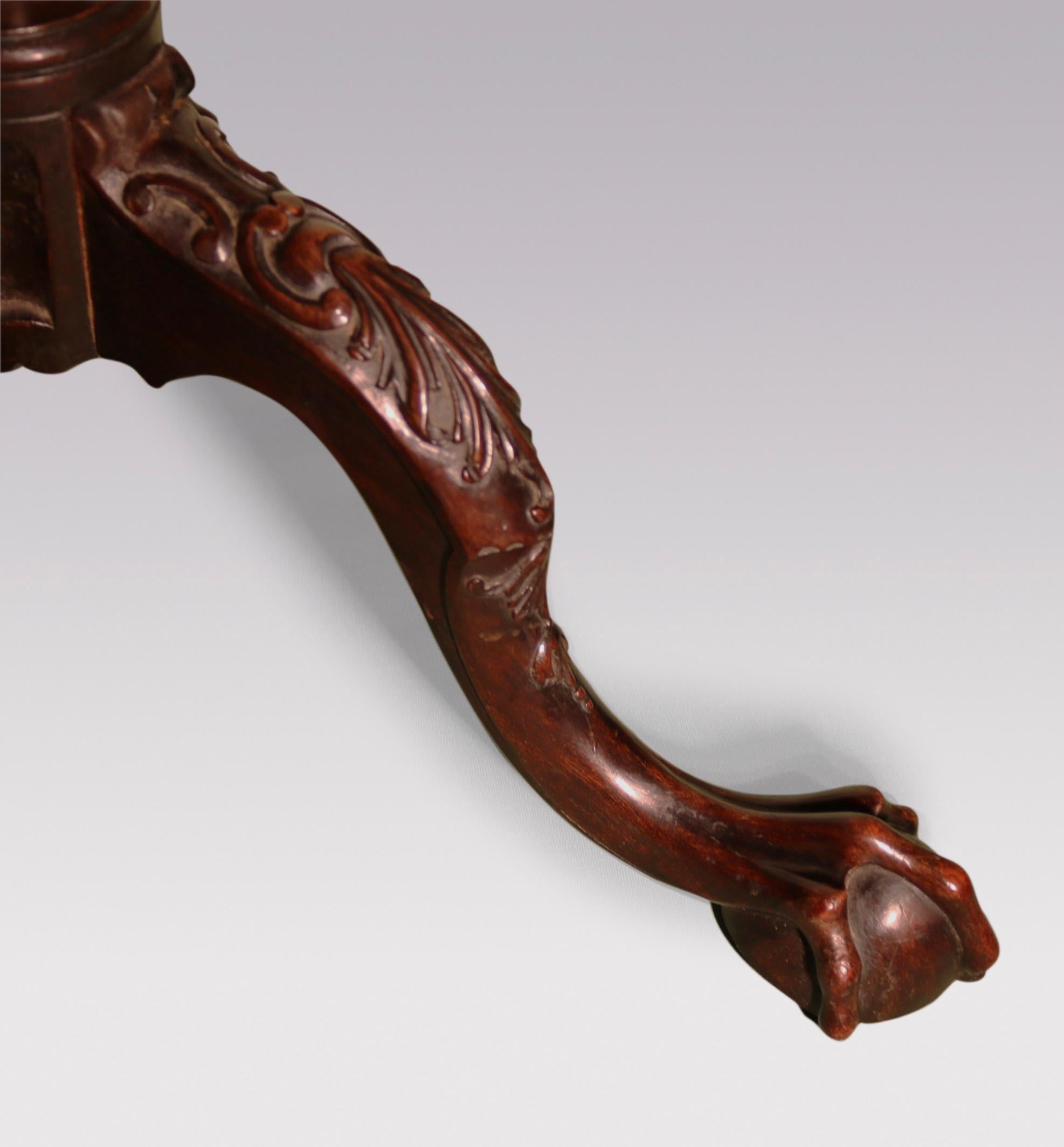 Antique Chippendale Period Carved Mahogany Kettle Stand In Good Condition In London, GB