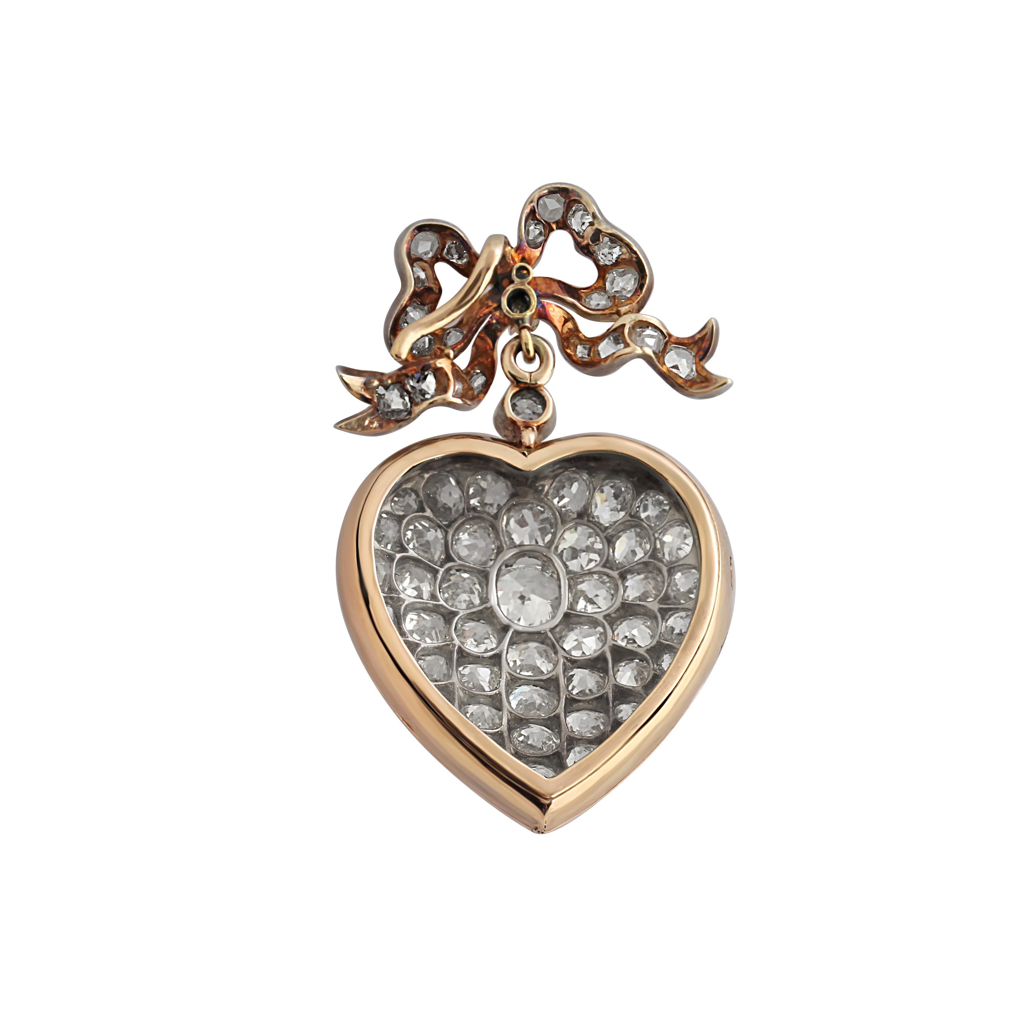 An Antique Diamond Heart Pendant In Good Condition For Sale In London, GB