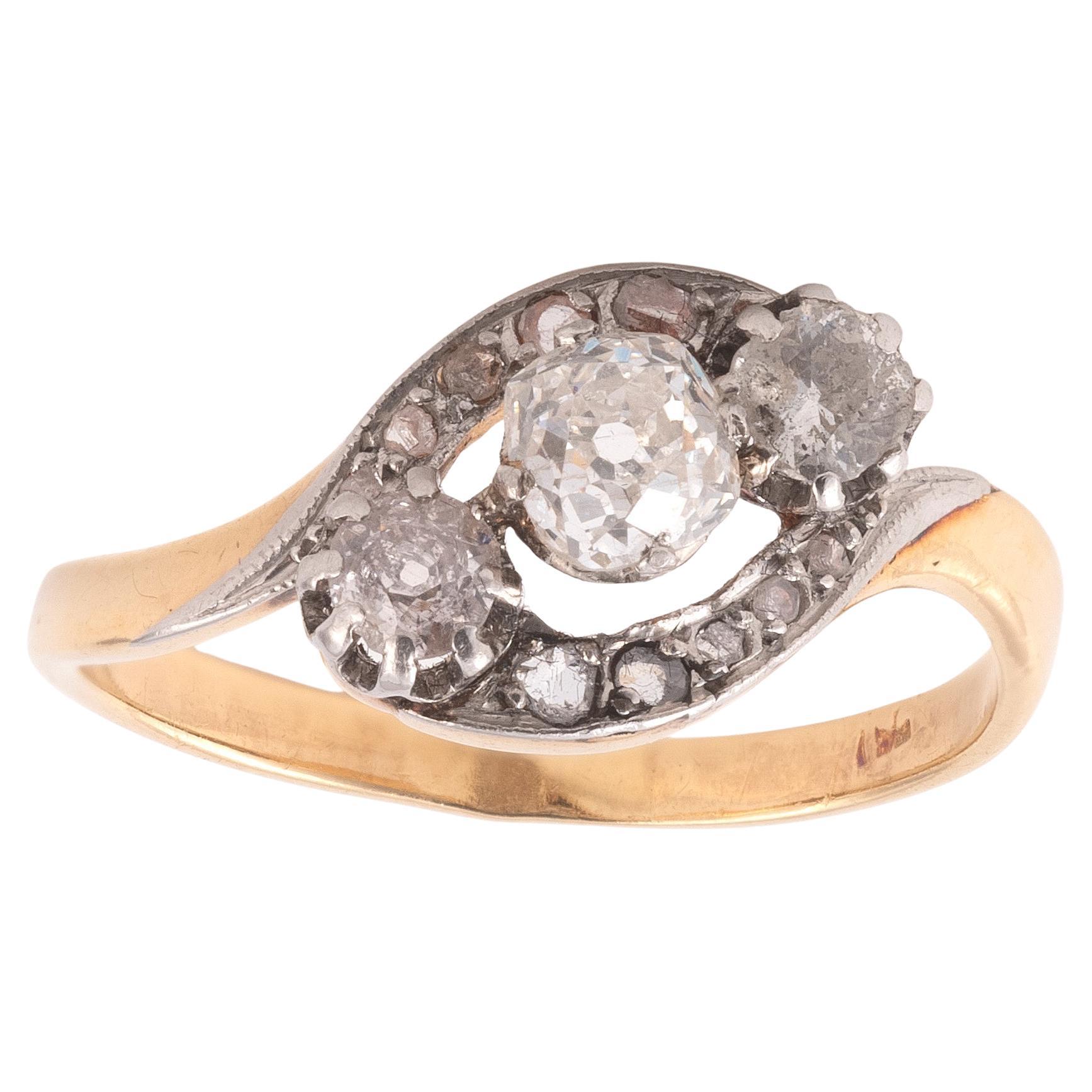 An Antique Diamond Three-Stone Ring Circa 1900's