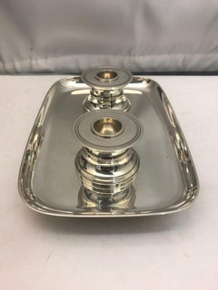 Antique Double Silver Inkwell