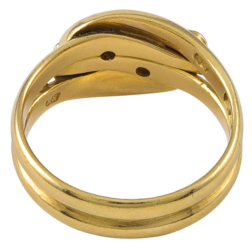 Revival Antique Edwardian 18 Karat Gold Double Head Snake Ring For Sale