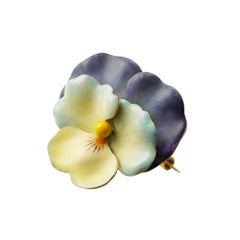 Antique Enamel Pansy Brooch