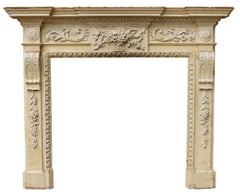Antique English Carved Pine Fire Mantel