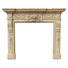 Antique English Carved Pine Fire Mantel