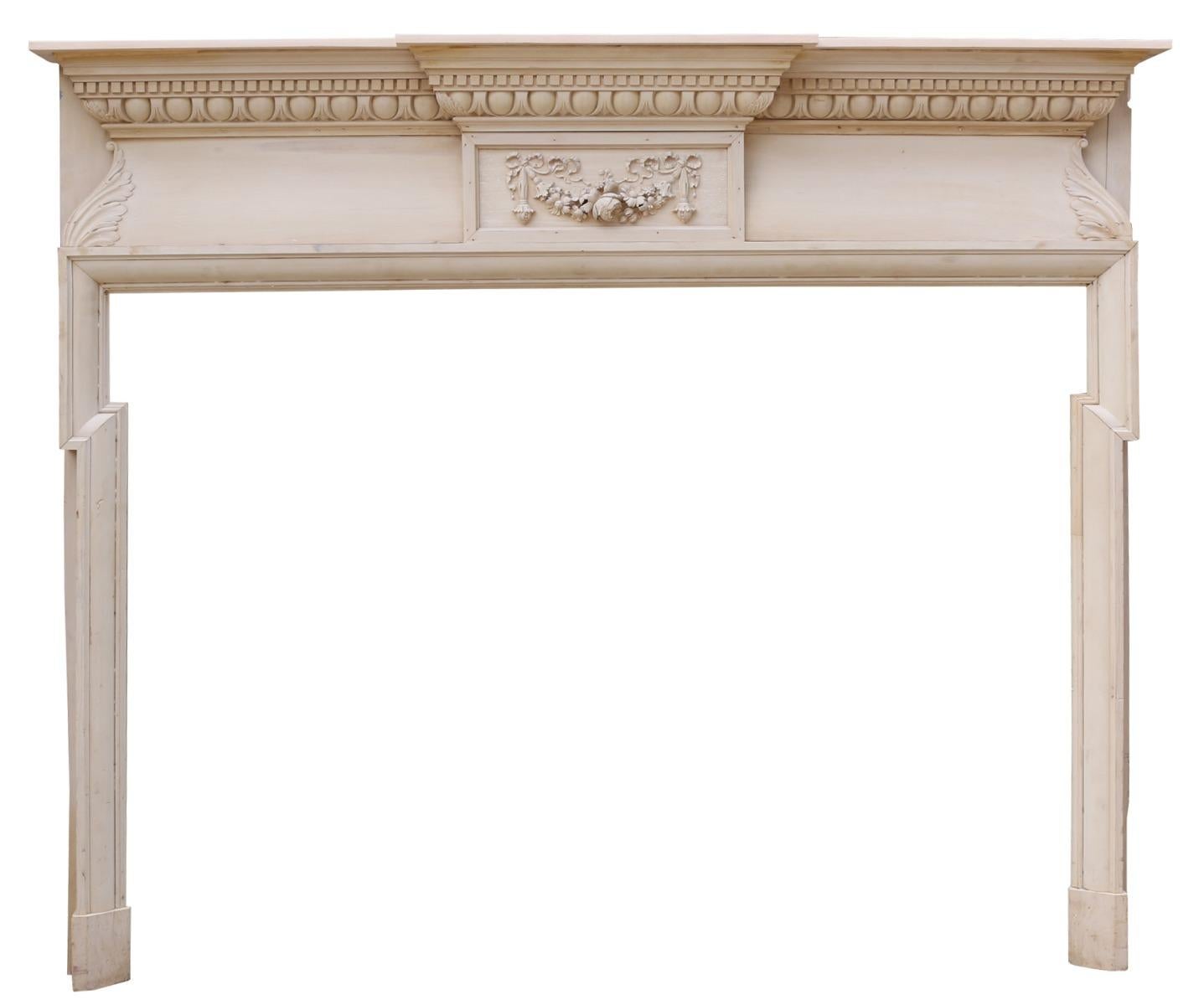 This fire surround was reclaimed from a property in Edinburgh.

Meaning: Opening Height 115.5 cm

Opening Width 161.5 cm.