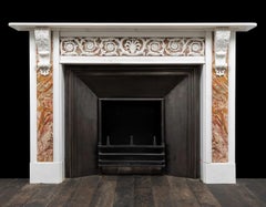 An antique English George III period white Statuary and Sicilian Jasper mantel