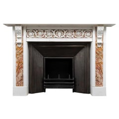 An antique English George III period white Statuary and Sicilian Jasper mantel