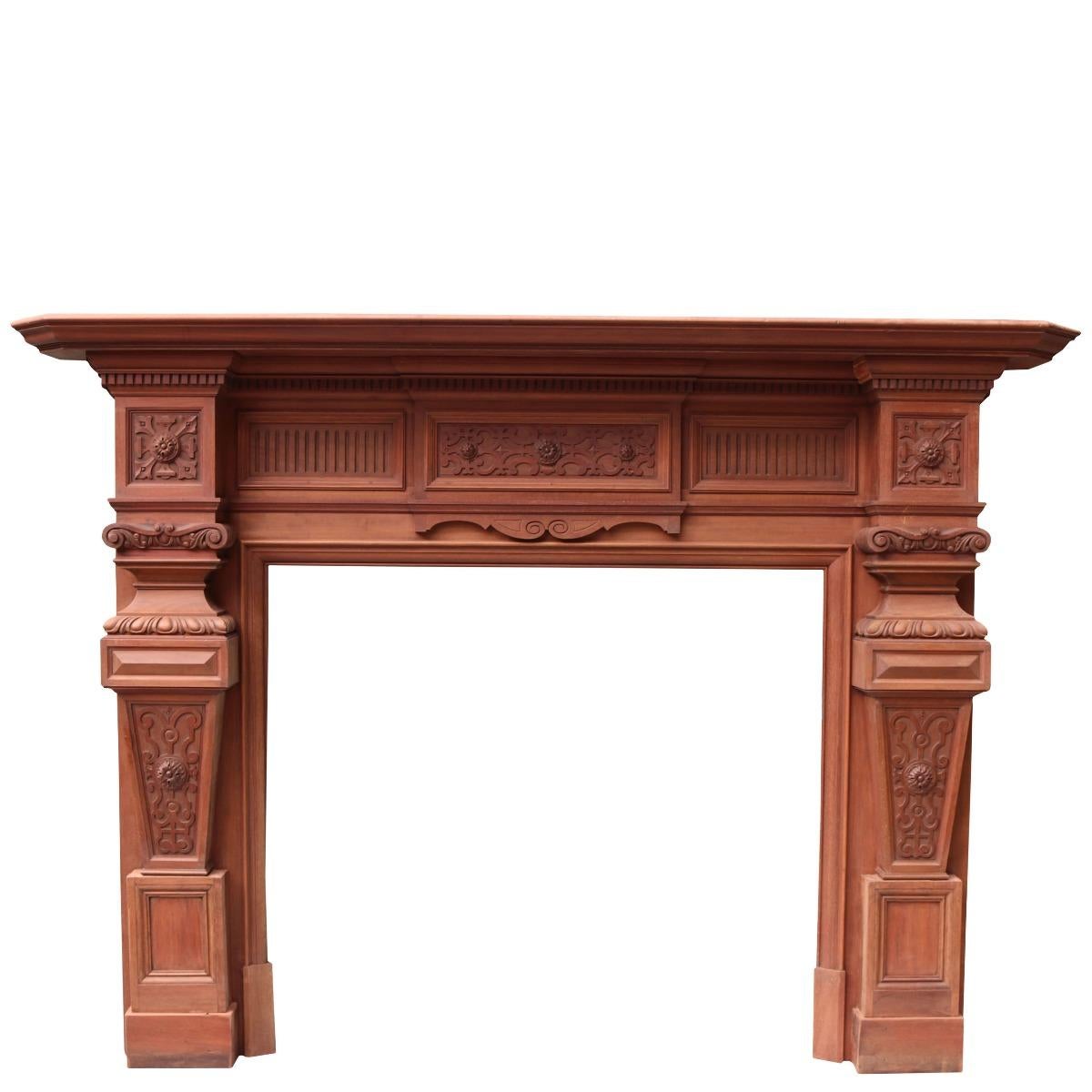 A good quality late 19th century Mahogany fire surround. Reclaimed from a property in North London.

Additional Dimensions:

Opening Height 100.5 cm

Opening Width 112 cm

Width between outside of legs 172 cm.