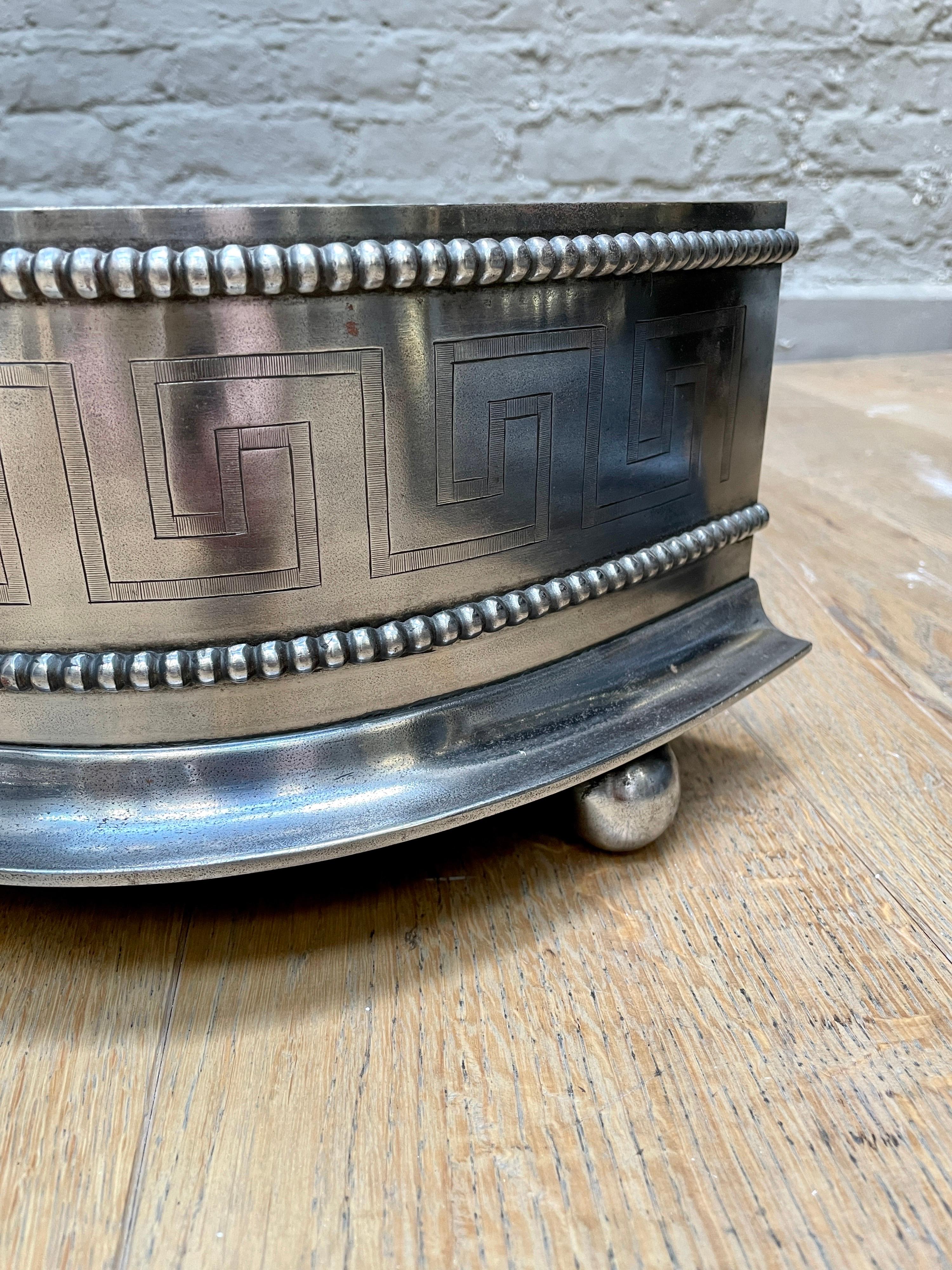 An Antique English Regency Engraved Steel Fender For Sale 5