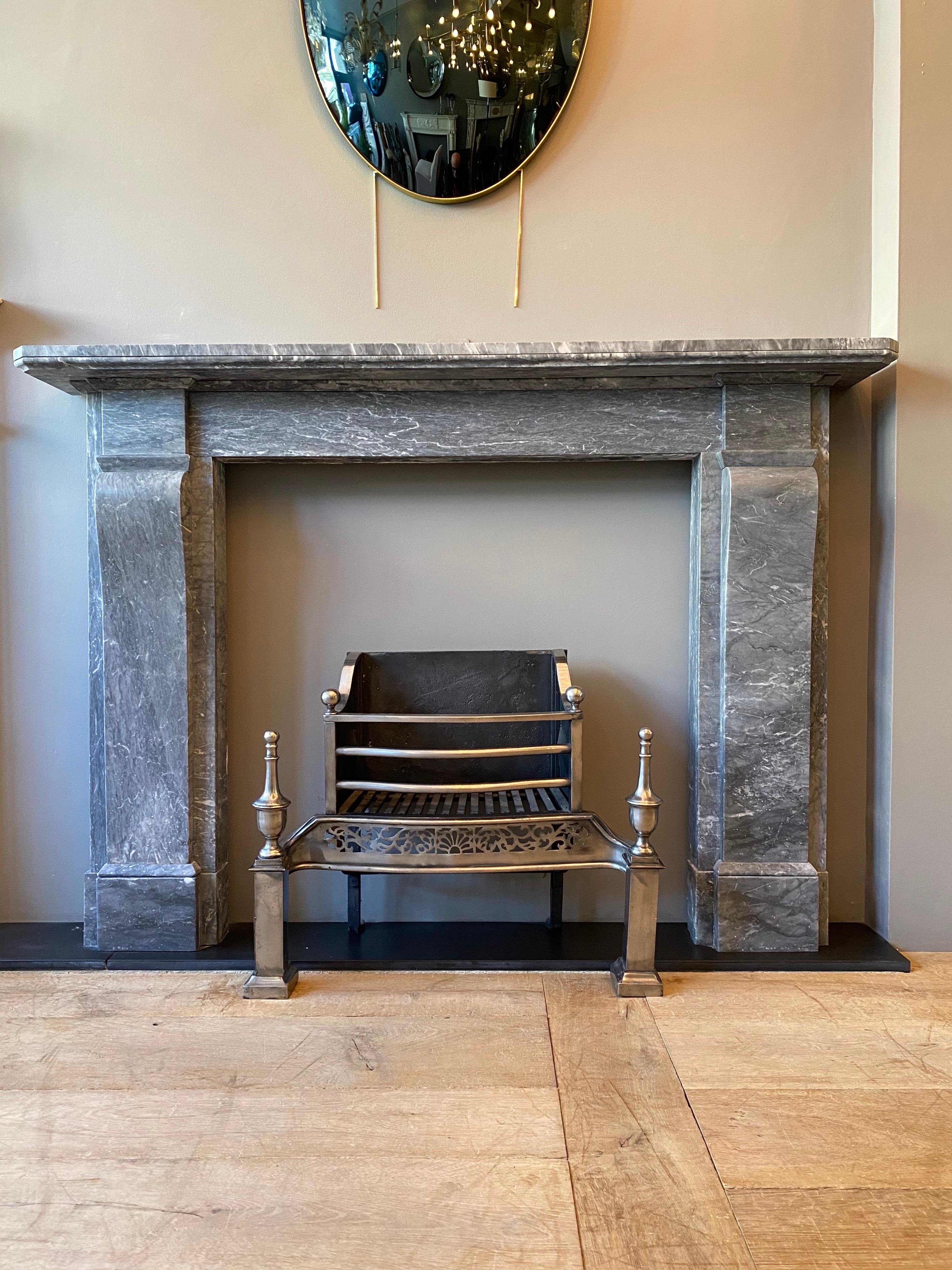 Antique English Regency Fireplace Mantel in Bardiglio Marble 2