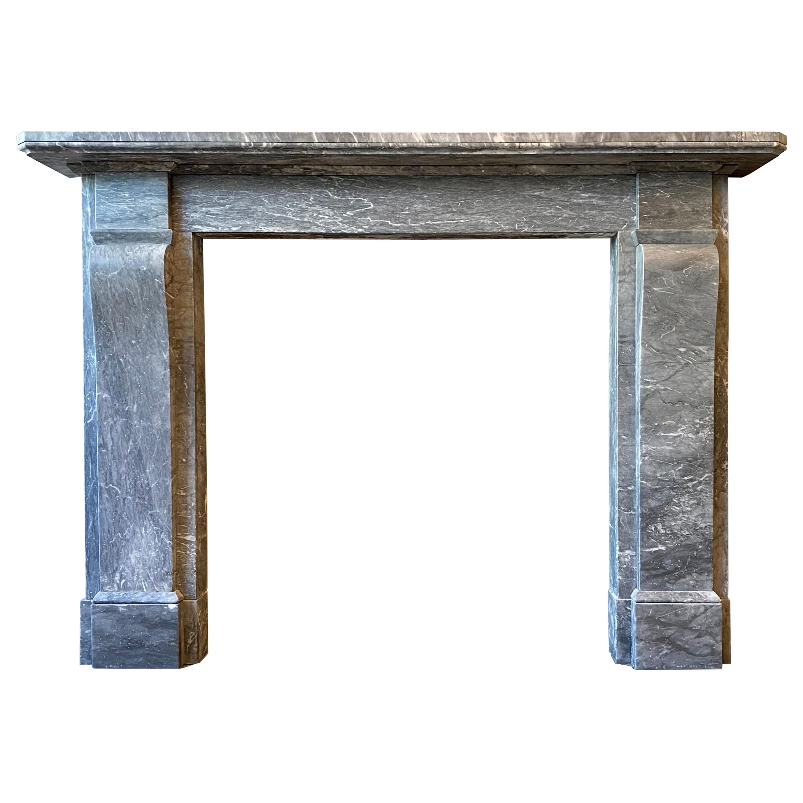Antique English Regency Fireplace Mantel in Bardiglio Marble
