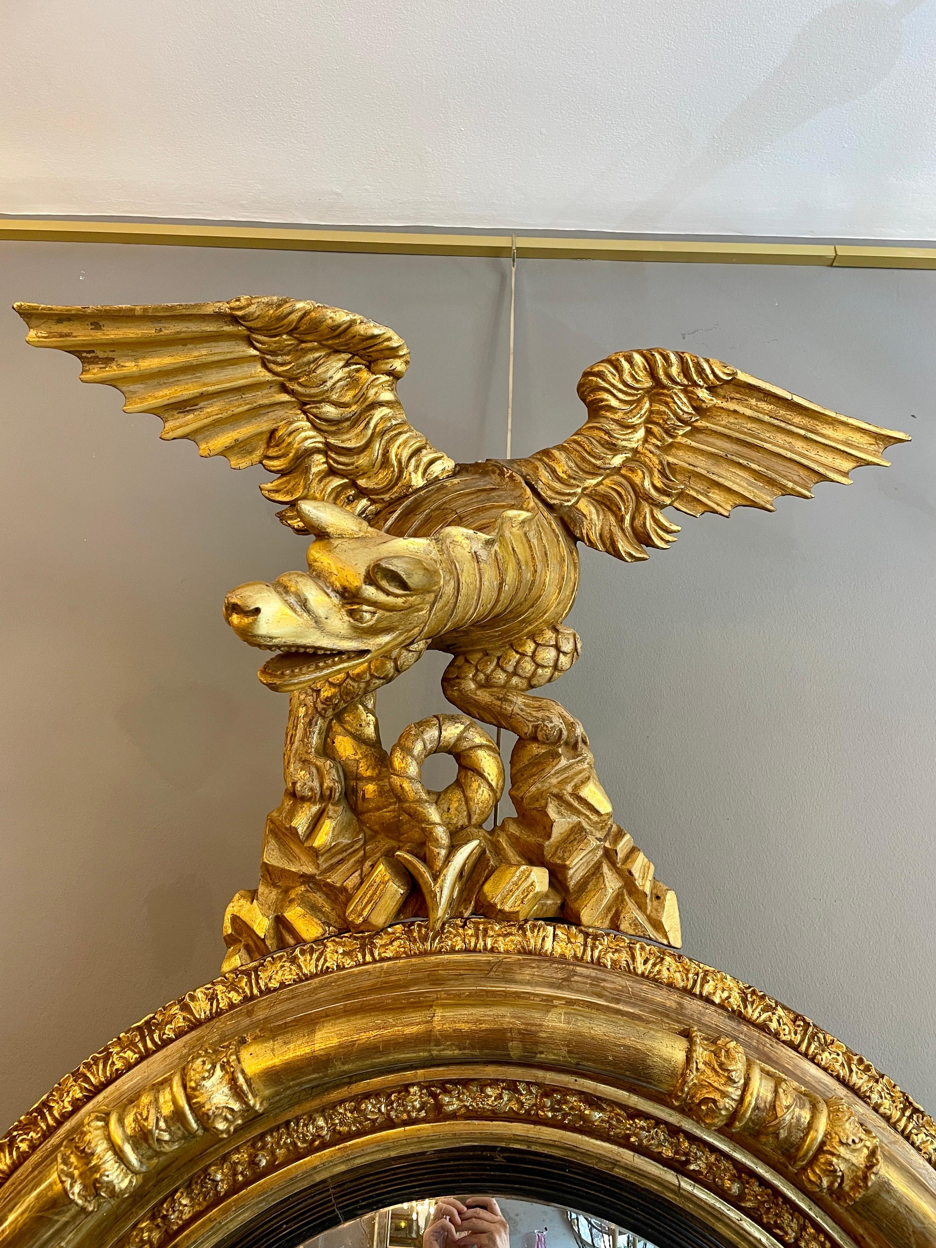 Antiker englischer vergoldeter konvexer Regency-Spiegel im Angebot 1