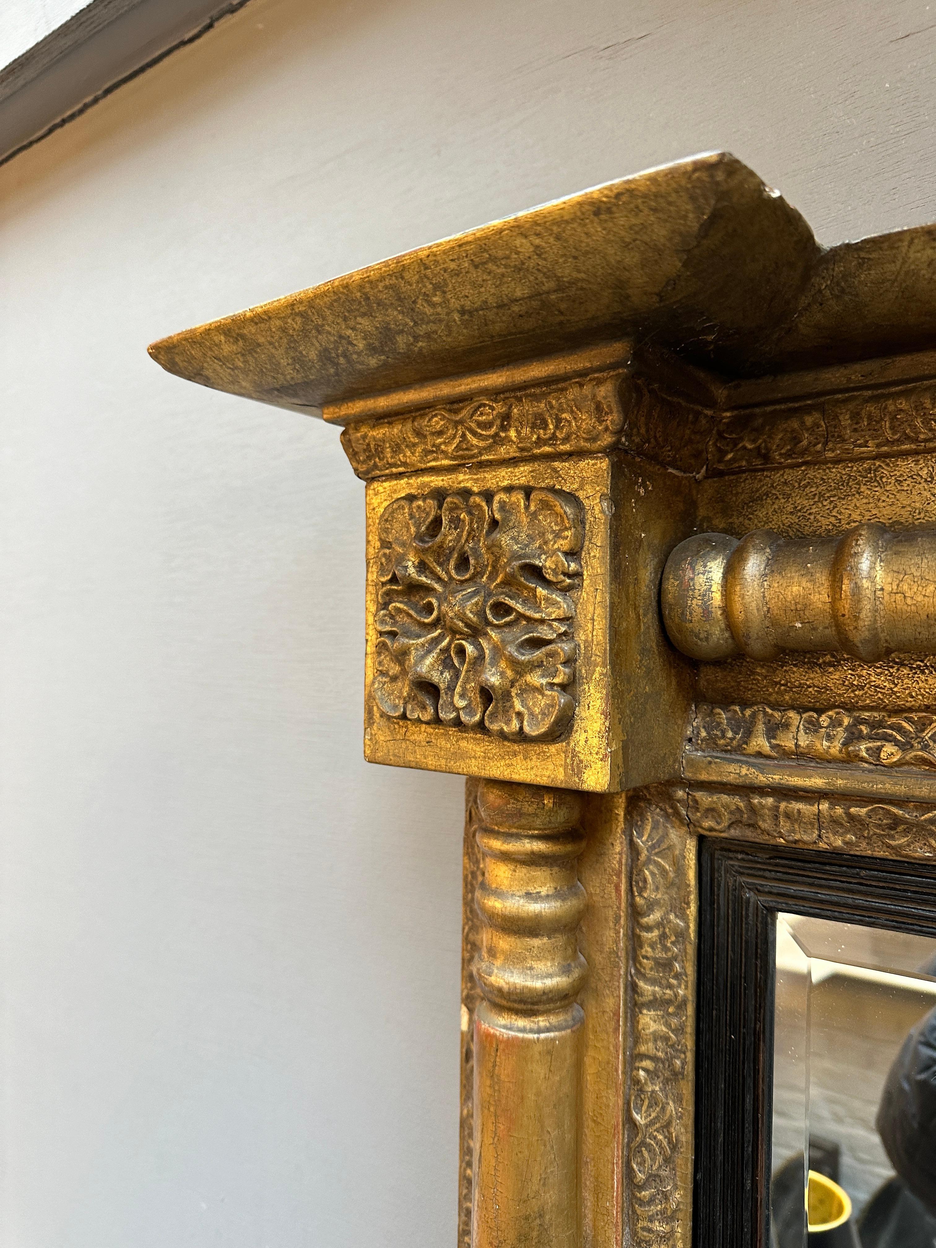 An Antique English Regency Gold Gilt Overmantel Mirror  For Sale 4