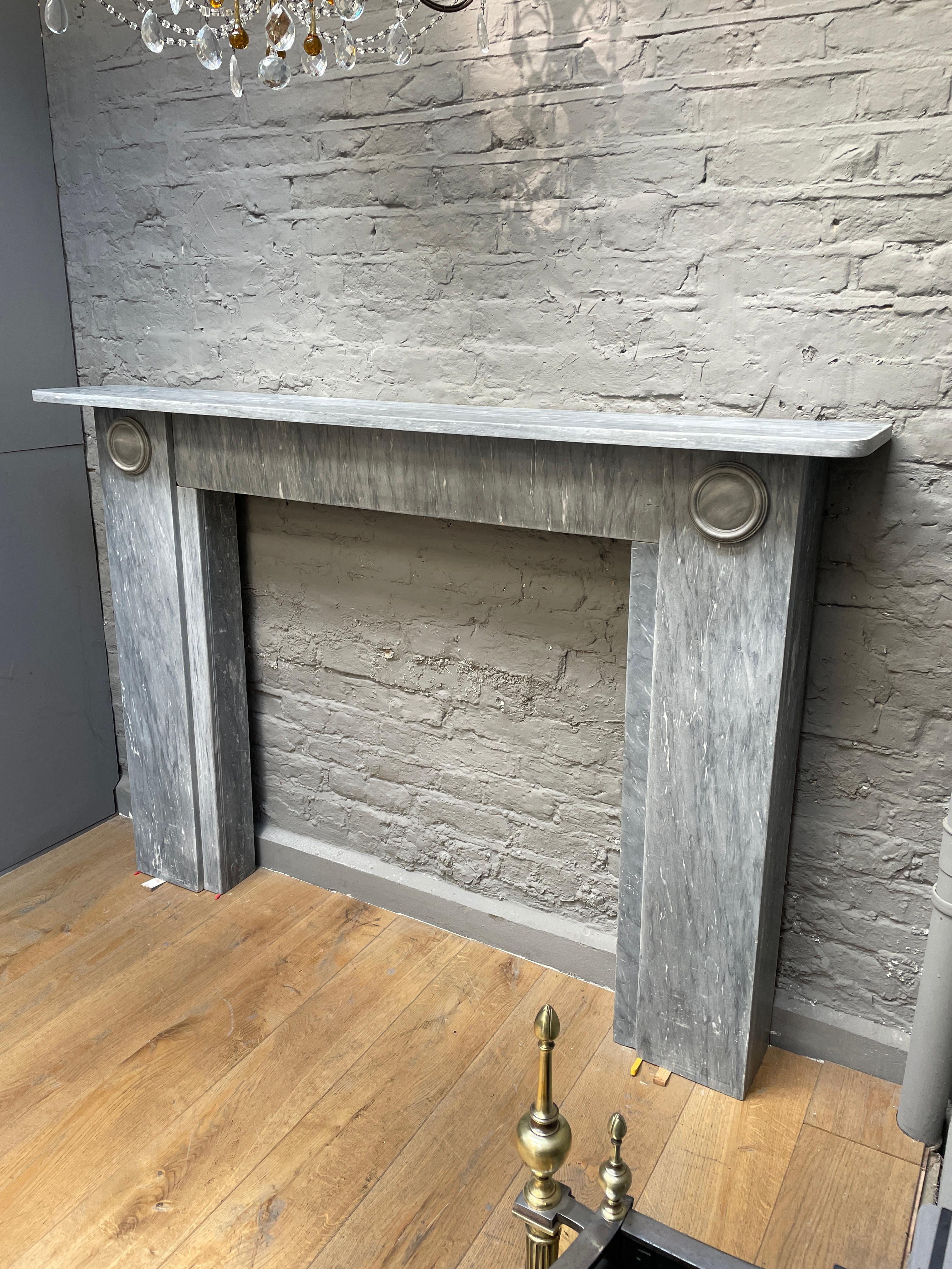 Antique English Regency Marble Fireplace Mantel For Sale 1
