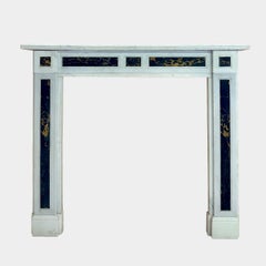 An Antique English Regency Statuary And Portoro Marble Fireplace Mantel