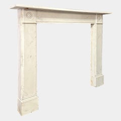 An Antique English Regency Statuary White Marble Fireplace mantel