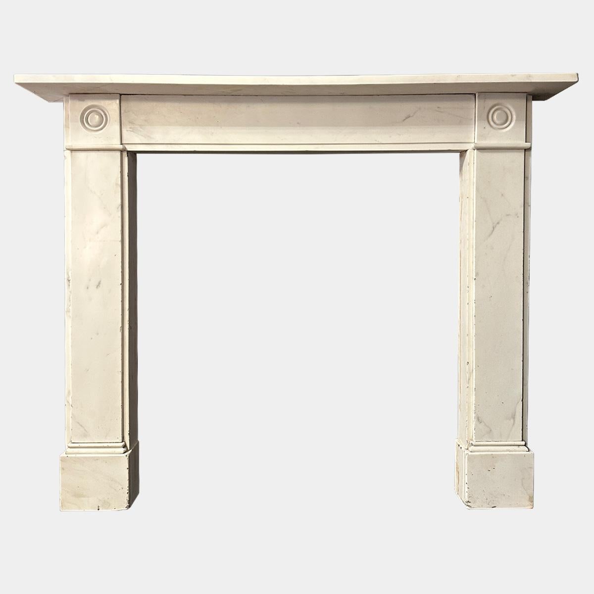 18th Century An Antique English Regency Statuary White Marble Fireplace mantel  For Sale