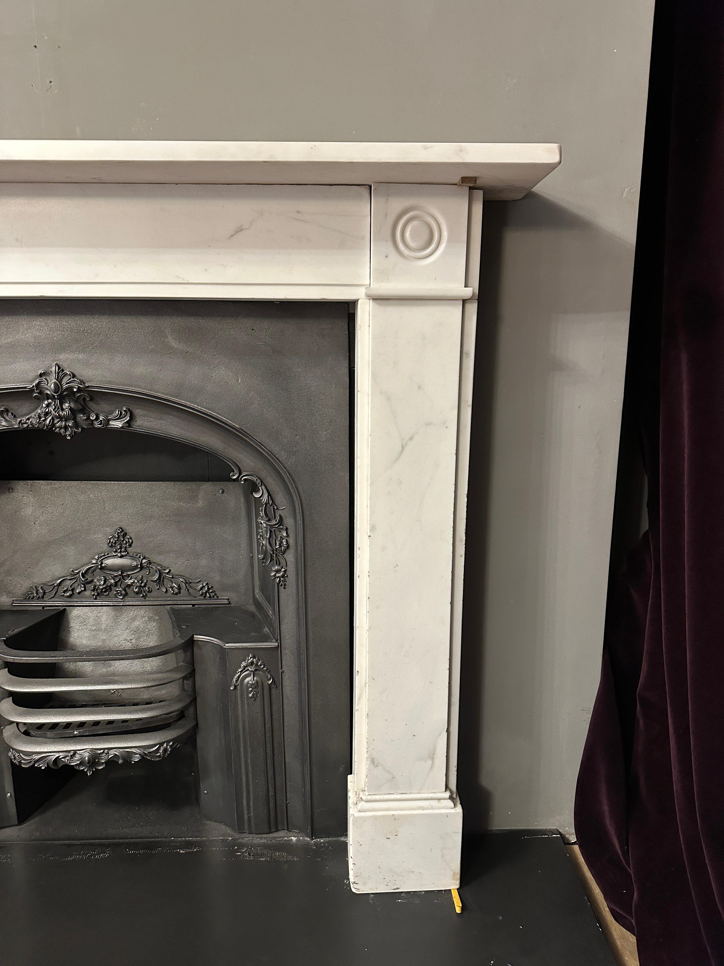 Statuary Marble An Antique English Regency Statuary White Marble Fireplace mantel  For Sale