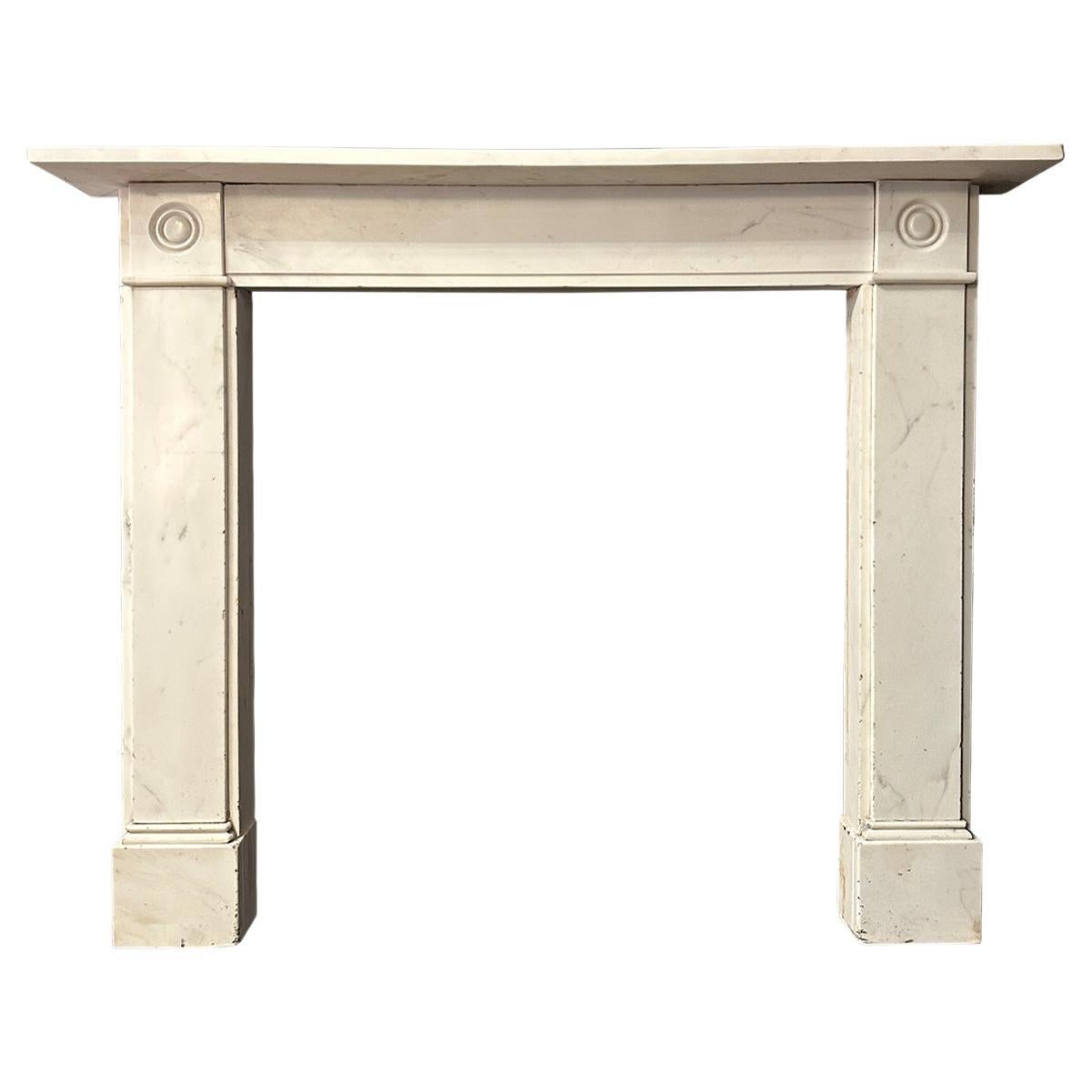 An Antique English Regency Statuary White Marble Fireplace mantel 