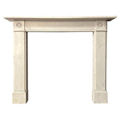 An Antique English Regency Statuary White Marble Fireplace mantel 