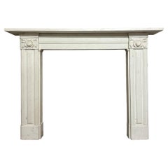 An Antique English Regency Statuary White Marble Fireplace Mantel