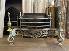 An Antique English  Regency Style Brass and Steel Fire Grate