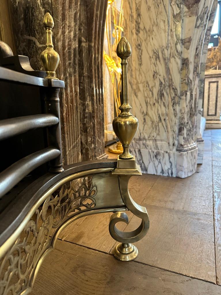 Écossais Ancien Anglais  Grille de cheminée de style Régence en laiton et acier en vente