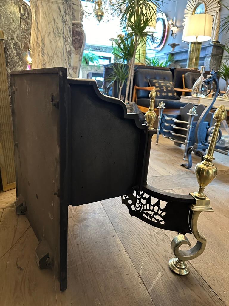 XIXe siècle Ancien Anglais  Grille de cheminée de style Régence en laiton et acier en vente