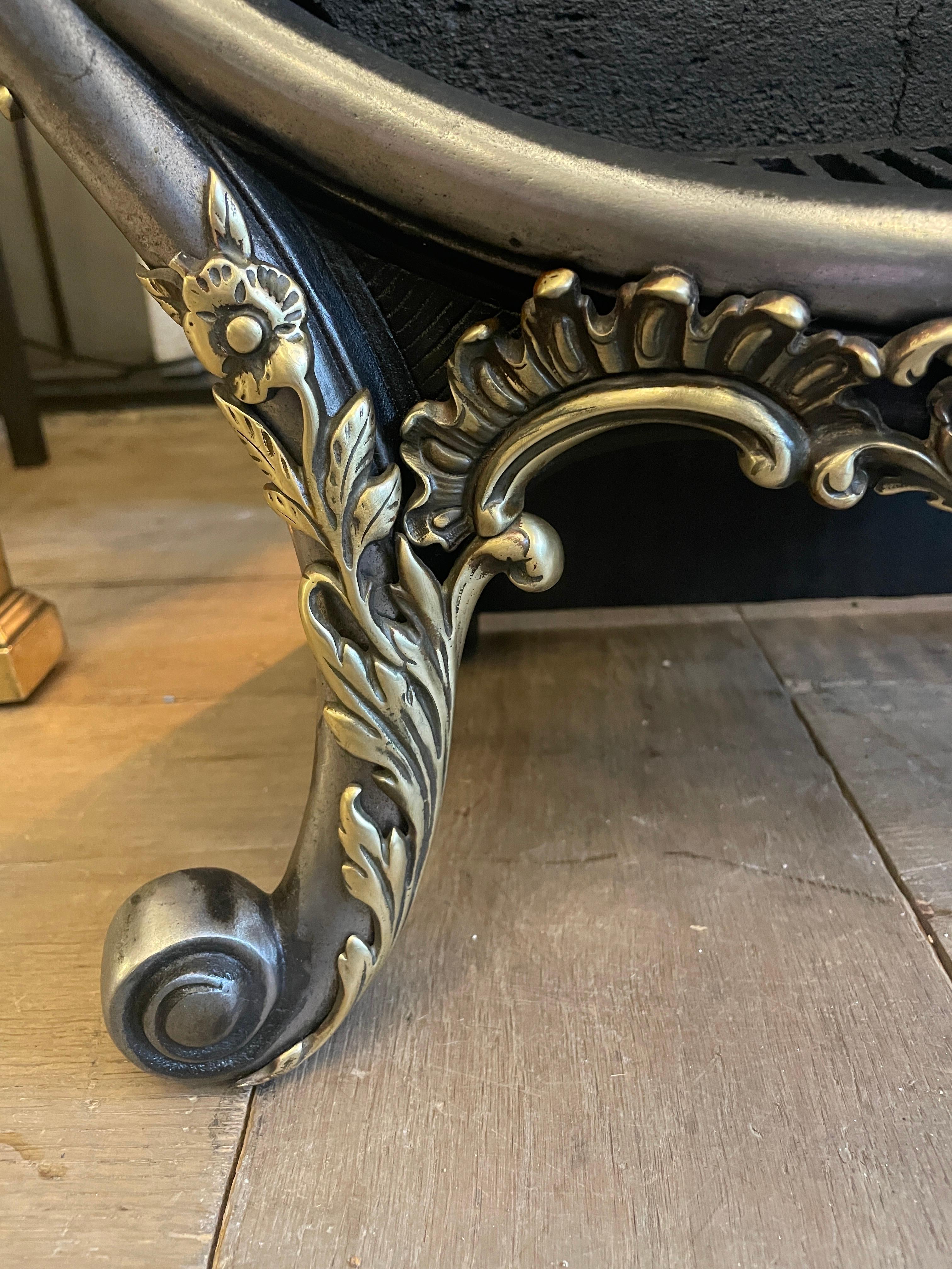 19th Century Antique English Rococo Style Fire Basket For Sale