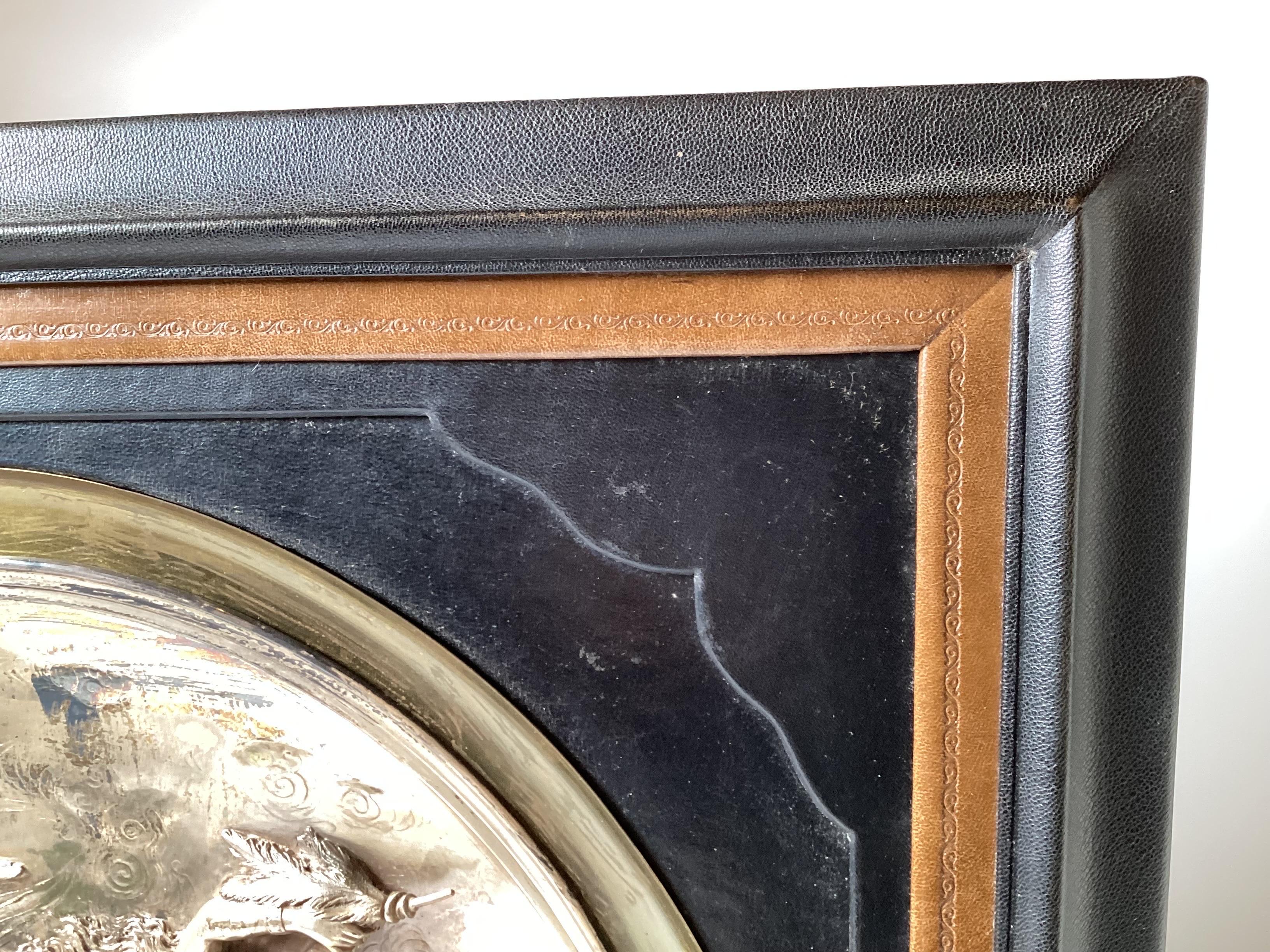 Victorian An Antique English Silvered Bronze Equestrian Framed Frieze