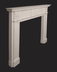 Antique English Statuary White Marble Fireplace Mantel
