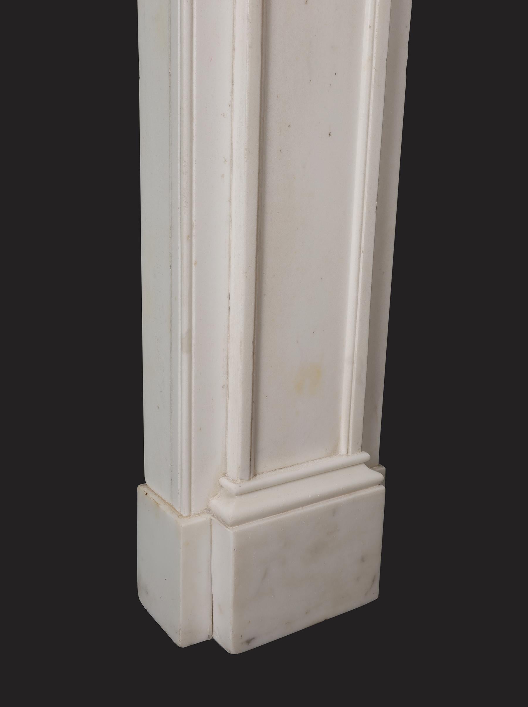 Hand-Carved Antique English Statuary White Marble Fireplace Mantel For Sale