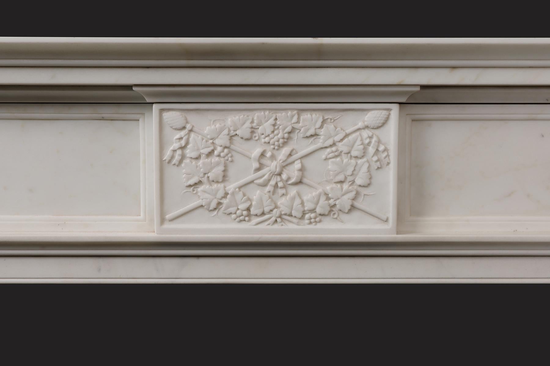 Mid-19th Century Antique English Statuary White Marble Fireplace Mantel For Sale